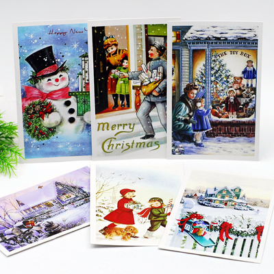 Postcard, Christmas, postman / 6 pcs - 1