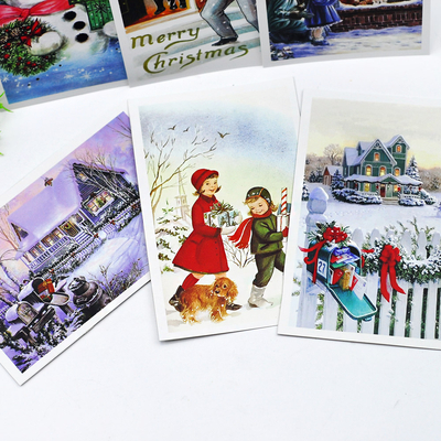 Postcard, Christmas, postman / 6 pcs - 3