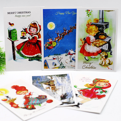 Postcard, New Year, sleigh / 6 pcs - 1