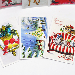 Postcard, Christmas, deer / 6 pcs - 2