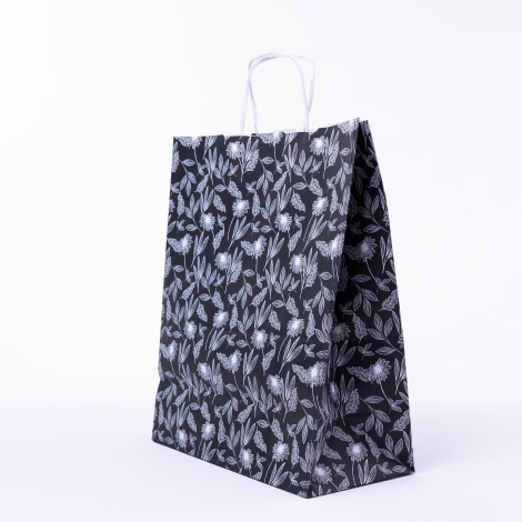 Paper bag with twist handle, 25x12x31, Flower / 3 pcs - Bimotif