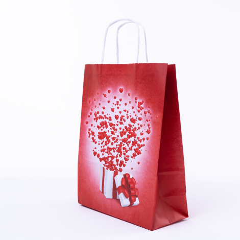 Paper bag with twist handle, 18x8x24, with heart / 3 pcs - Bimotif