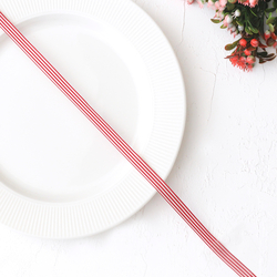 Red and white striped taffeta ribbon, 10 metres / 10 mm - 2