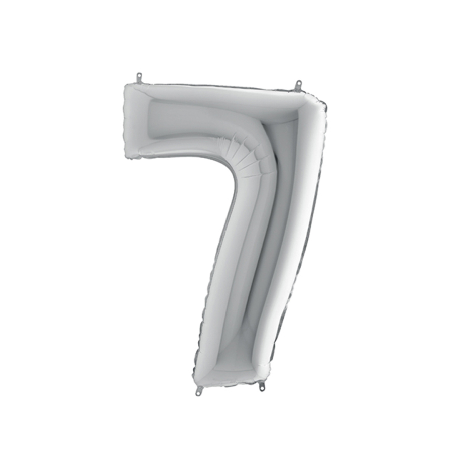 Number foil balloon 40inc, Silver, number 7 / 1 piece - 1