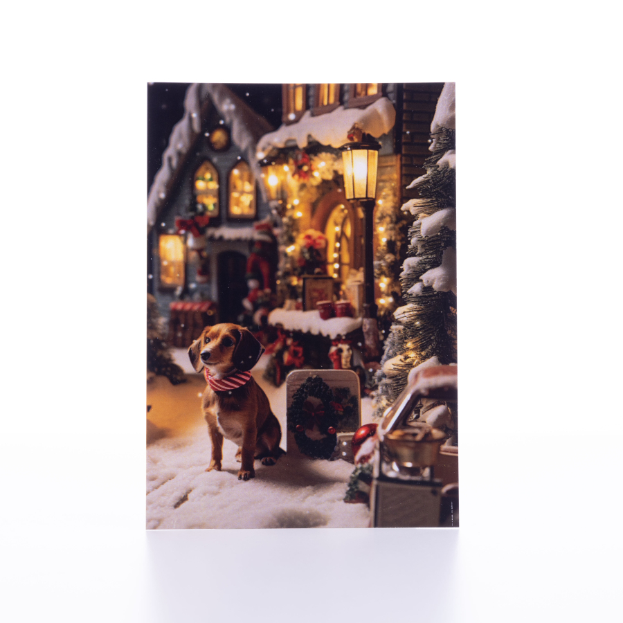 Postcard, Christmas, small dog, 12x17 cm / 6 pcs - 1