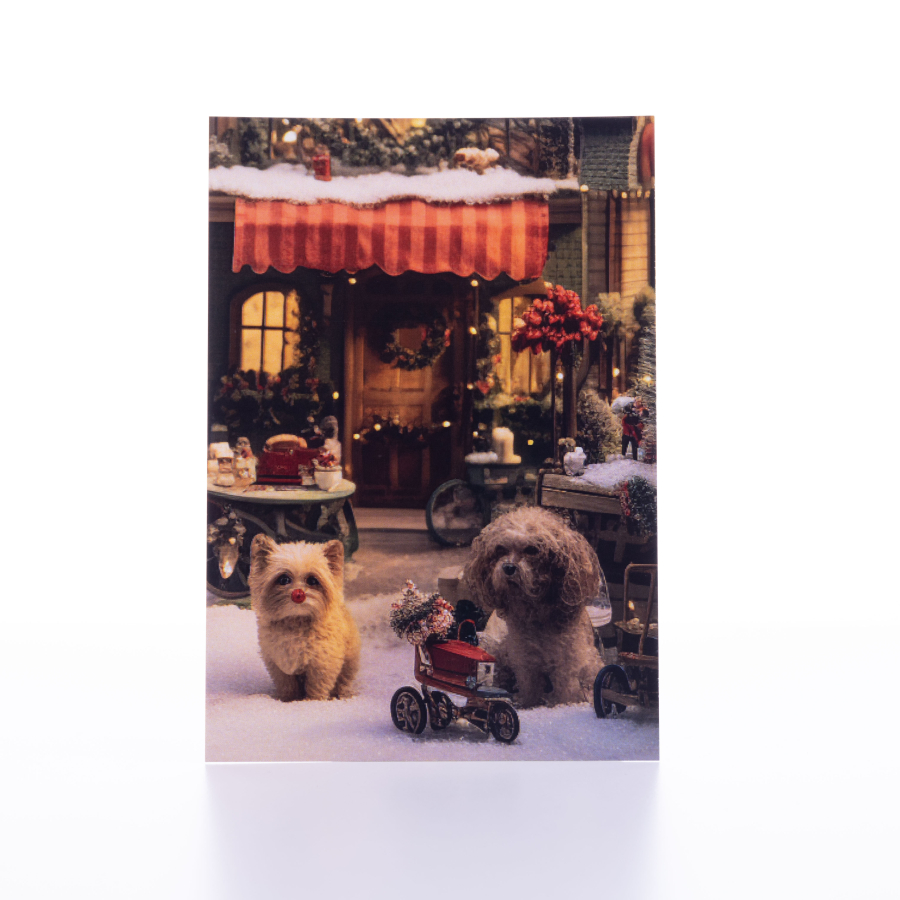 Postcard, Christmas, small dogs, 12x17 cm / 6 pcs - 1