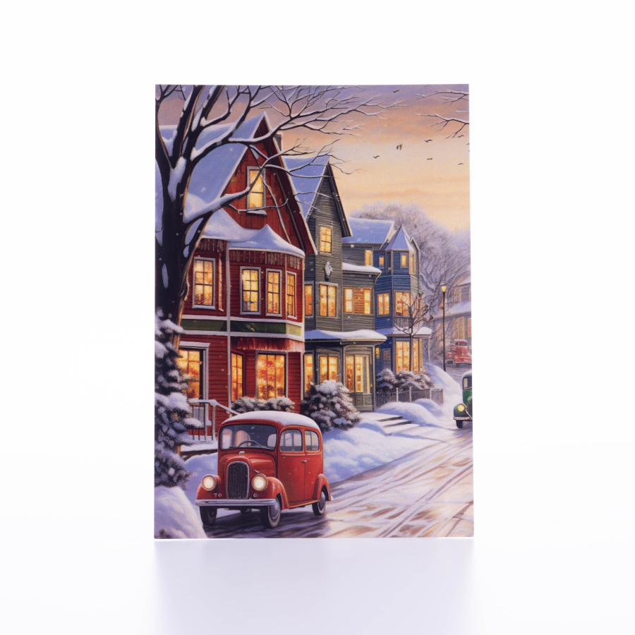 Postcard, Christmas, red car, 12x17 cm / 6 pcs - 1