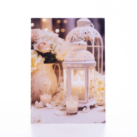 Wedding and invitation card, note on the back, candle holder and ornamental candles, 12x17 cm / 25 pcs - 2