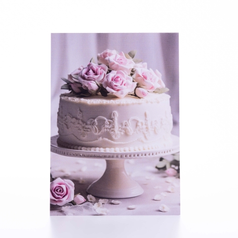 Wedding and invitation card, note can be written on the back, invitation cake with roses, 12x17 cm / 25 pcs - 2