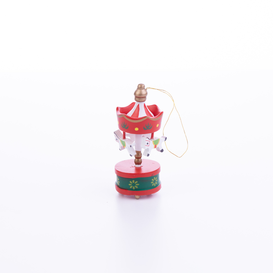 Christmas ornament carousel, 8.5 cm, Red and Green / 1 piece - 1