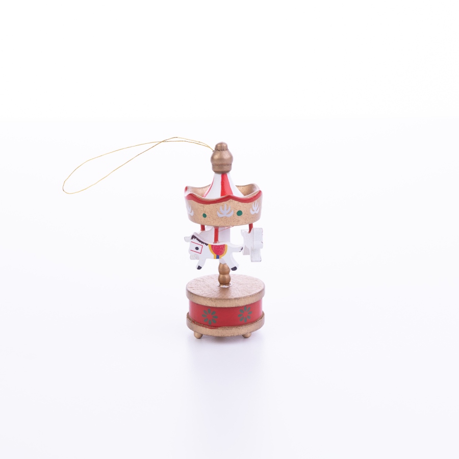 Christmas ornament carousel, 8.5 cm, Red and Bronze / 1 piece - 1