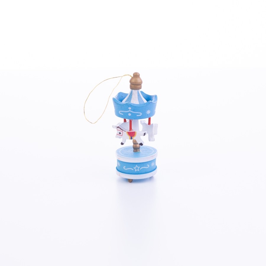 Christmas ornament carousel, 8.5 cm, Blue and White / 1 piece - 1