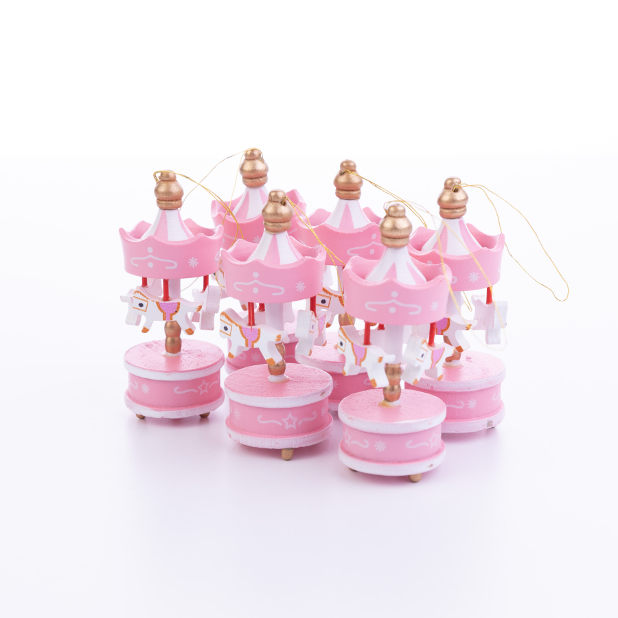 Christmas ornament carousel set, 8.5 cm, Pink / 6 pcs - 1