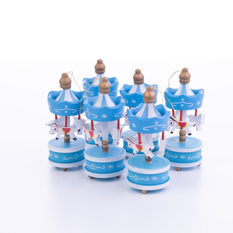 Christmas ornament carousel set, 8.5 cm, Blue / 6 pcs - 1