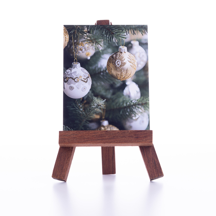 Christmas note and greeting card, ornamental balls 6.5 x 8.5 cm / 3 pcs - 1