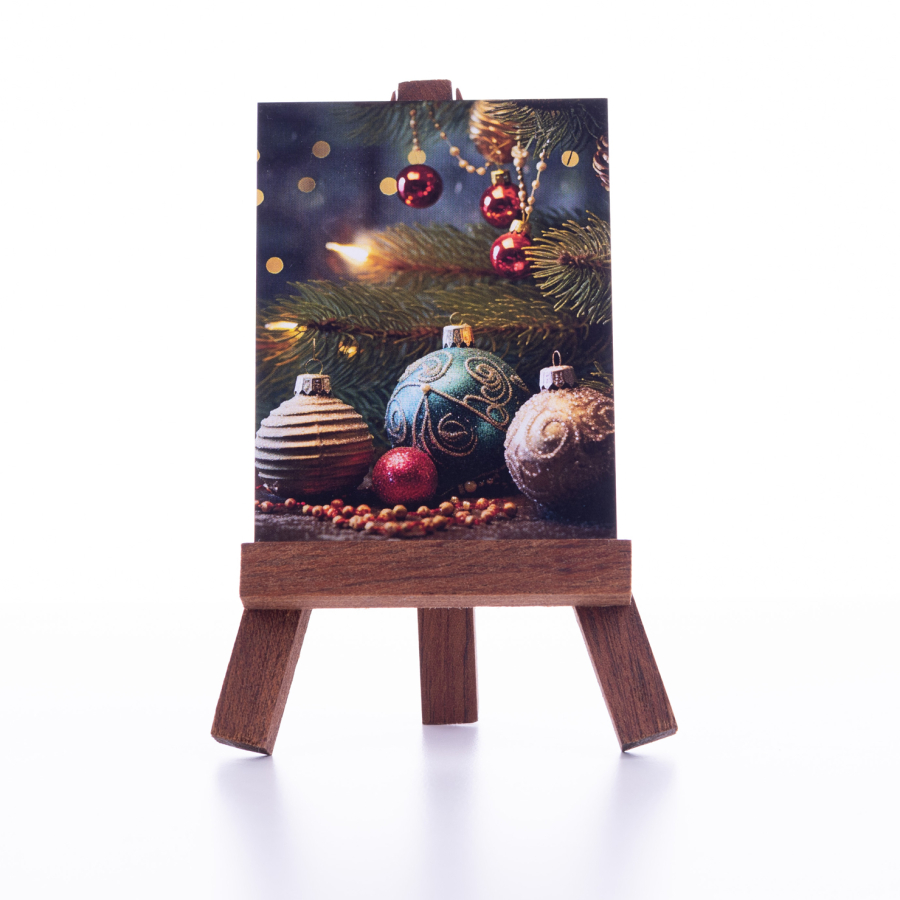 Christmas note and greeting card, Colorful ornamental balls 6.5 x 8.5 cm / 3 pcs - 1