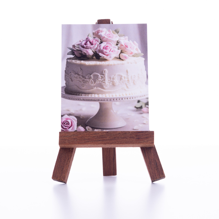 Wedding note and greeting card, rose decorated cake 6,5 x 8,5 cm / 3 pcs - 1