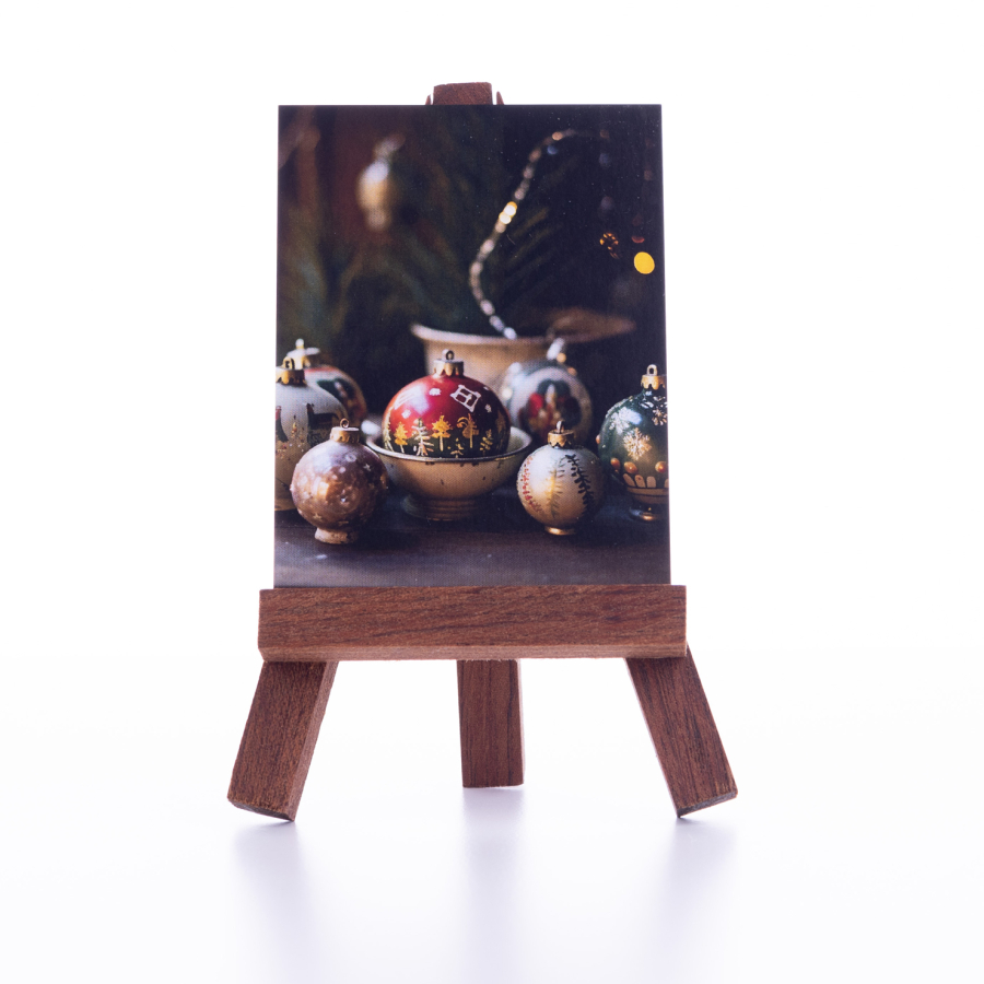 Christmas note and greeting card, mixed colour Christmas balls 6.5 x 8.5 cm / 3 pcs - 1