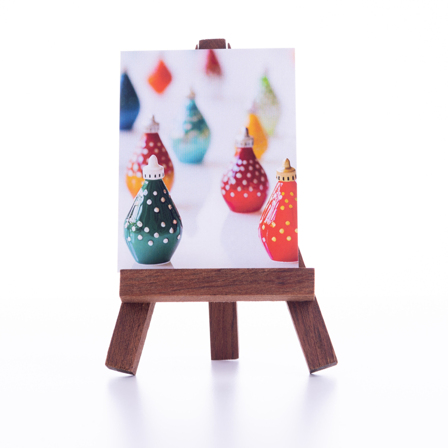 Christmas note and greeting card, Colorful ornaments 6.5 x 8.5 cm / 10 pcs - 1