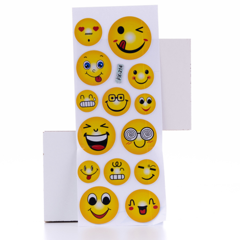 Embossed adhesive sticker, emoticon emojis / 5 sheets - Bimotif