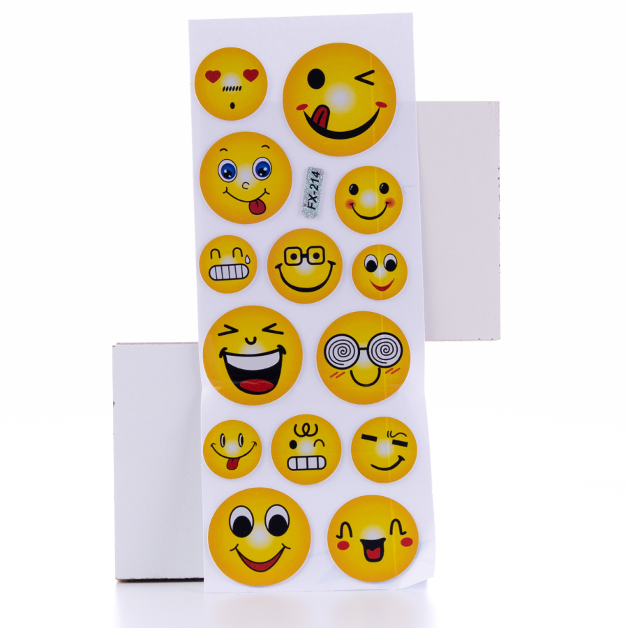 Embossed adhesive sticker, emoticon emojis / 5 sheets - 1