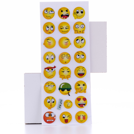 Embossed adhesive sticker, small shaped emoticon emojis / 5 pages - Bimotif