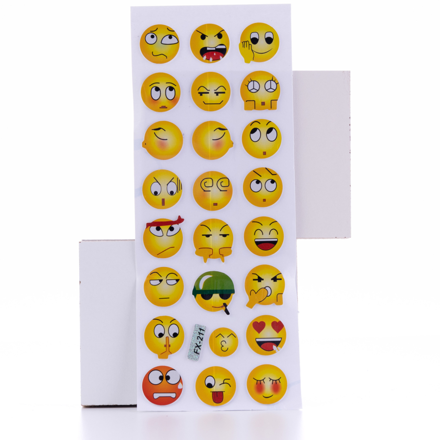 Embossed adhesive sticker, small shaped emoticon emojis / 5 pages - 1