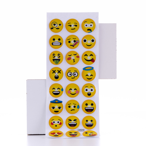Embossed adhesive sticker, small and different shaped emoticon emojis / 5 pages - Bimotif