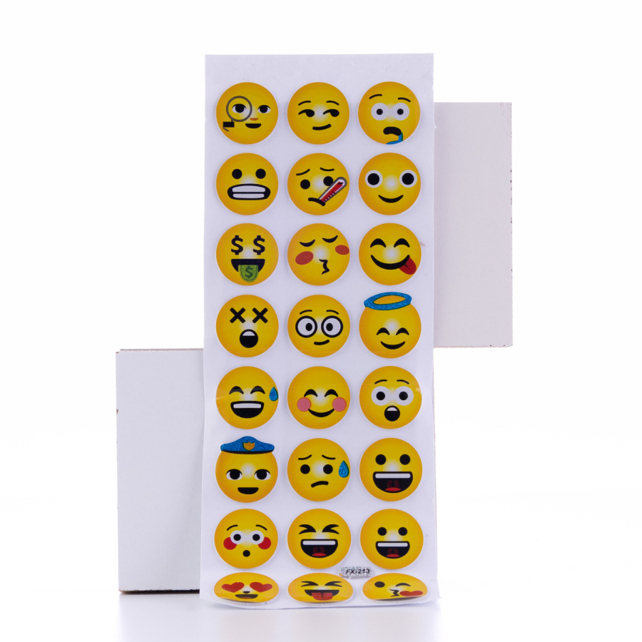 Embossed adhesive sticker, small and different shaped emoticon emojis / 5 pages - 1