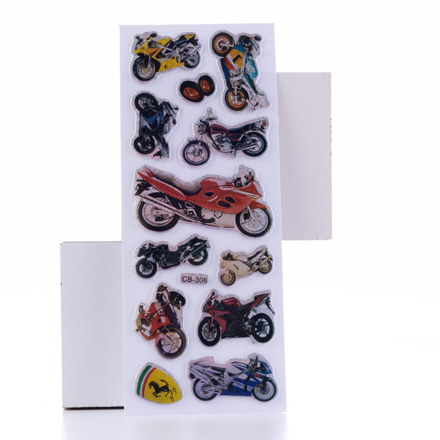 Embossed adhesive sticker, motorbike / 5 sheets - 1