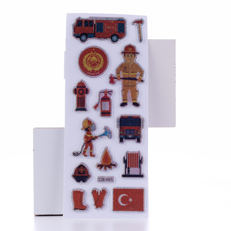 Embossed adhesive sticker, fire brigade / 5 sheets - 1