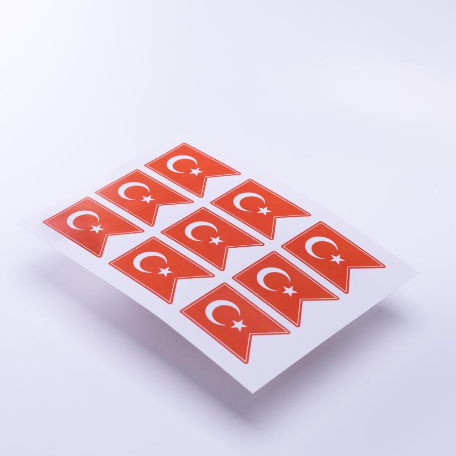 Turkish flag pennant themed sticker, A5 / 2 pcs - 1