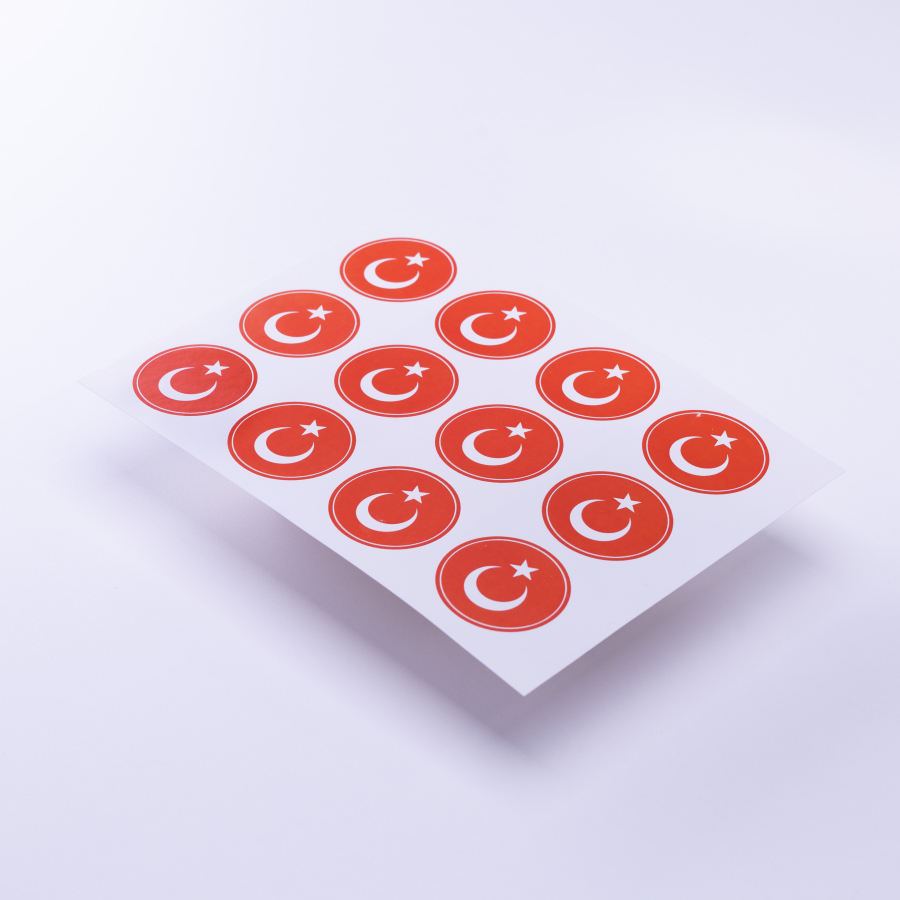 Turkish flag badge themed sticker, A5 / 2 pcs - 1