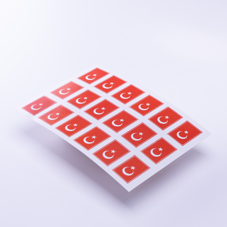 Turkish flag themed sticker, A5 / 50 pcs - 1