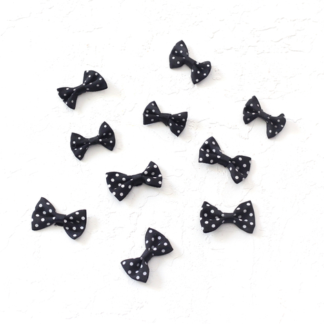 Bow, polka dot / 6 pcs (Black) - 2