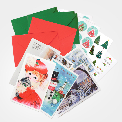 15 pcs postcard, envelope and sticker Christmas set / 1 piece - Bimotif