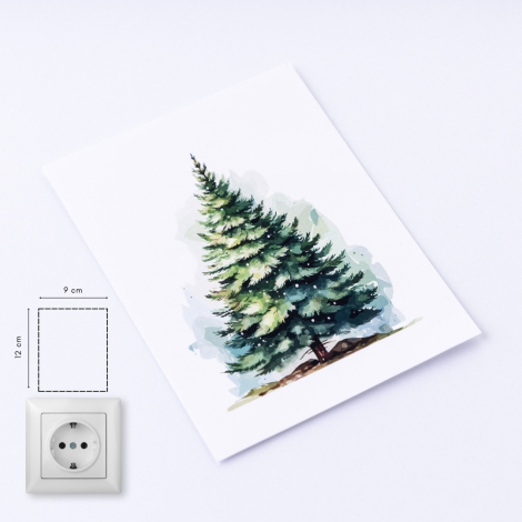 Christmas socket sticker 9x12 cm, Pine tree / 5 pcs - Bimotif (1)