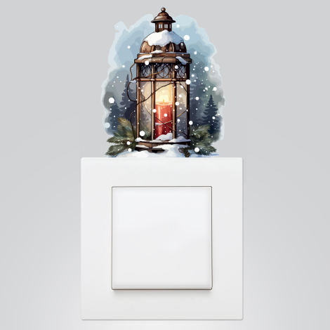 Christmas socket sticker 9x12 cm, Candle Holder Lantern / 15 pcs - Bimotif