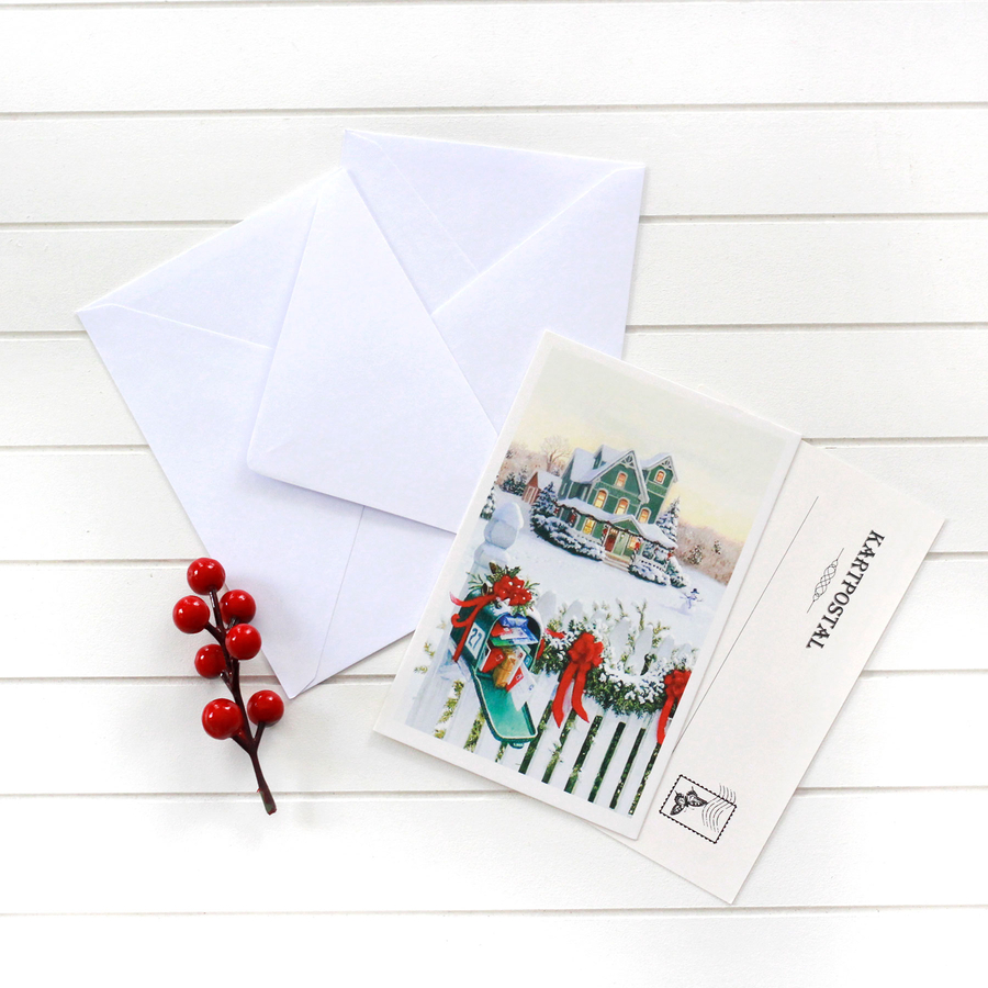 Christmas postcard-envelope set, Christmas mail / 25 pcs - 1