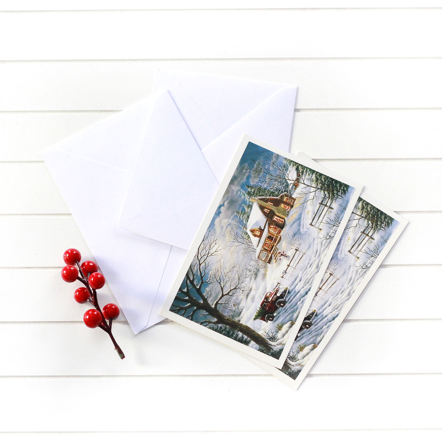 Christmas postcard-envelope set, Christmas house / 25 pcs - 2