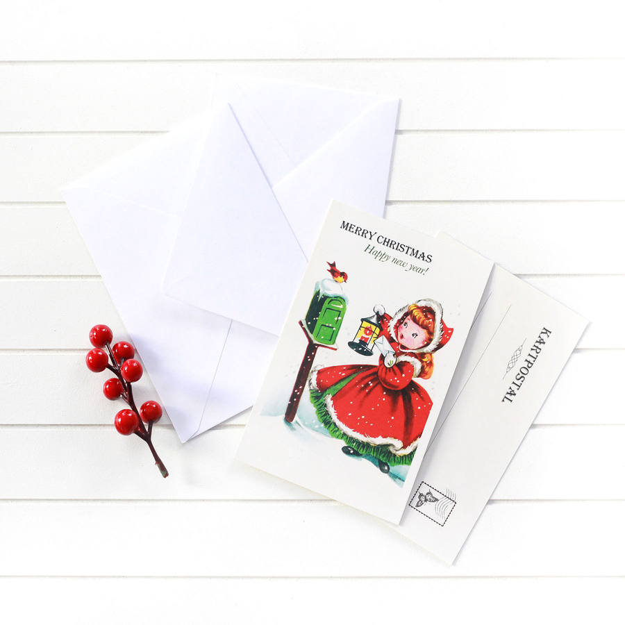 Christmas postcard-envelope set, greeting mail / 25 pcs - 1