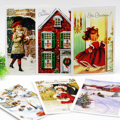 Postcard, Christmas, girl with umbrella / 12 pcs - 1