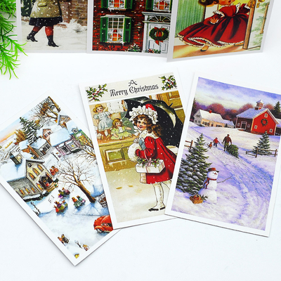 Postcard, Christmas, girl with umbrella / 12 pcs - 3