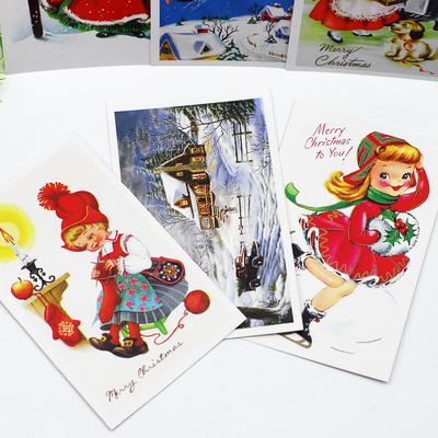 Postcard, Christmas, sleigh / 12 pcs - 3