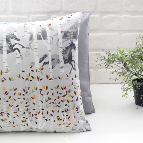 Horse patterned pillowcase set, 50x70 cm / grey / 2 pcs - Bimotif