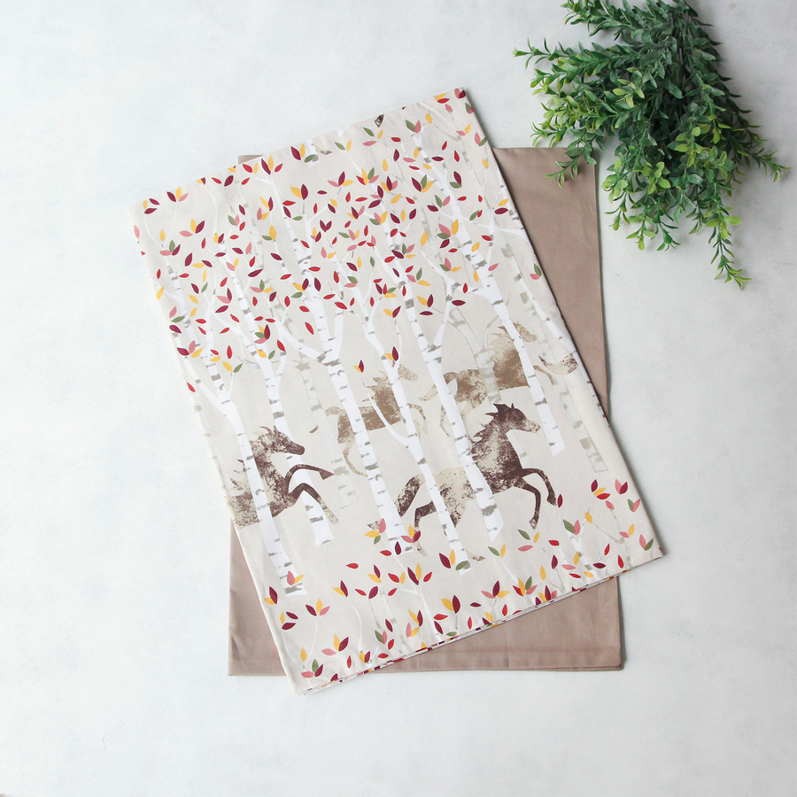 Horse patterned pillowcase set, 50x70 cm / cappuccino / 2 pcs - 2