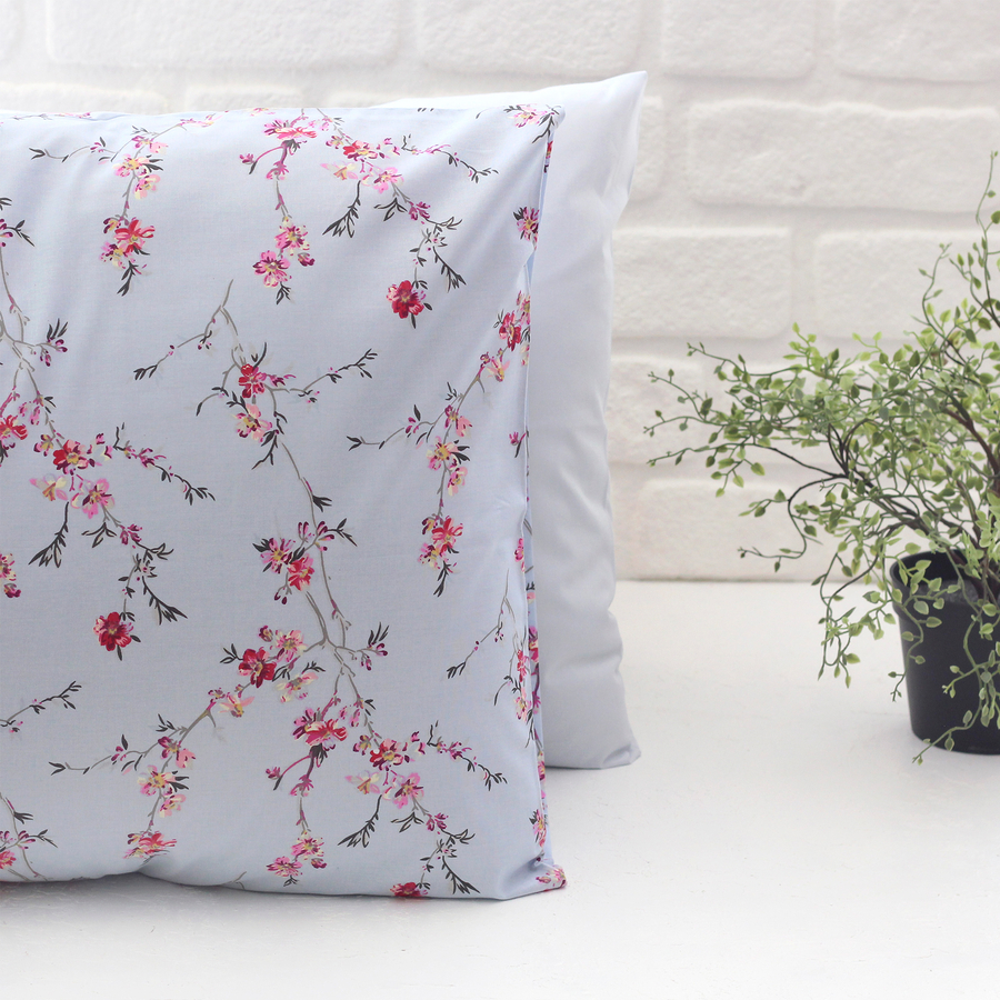 Flower branch patterned pillowcase set, 50x70 cm / blue / 2 pcs - 1