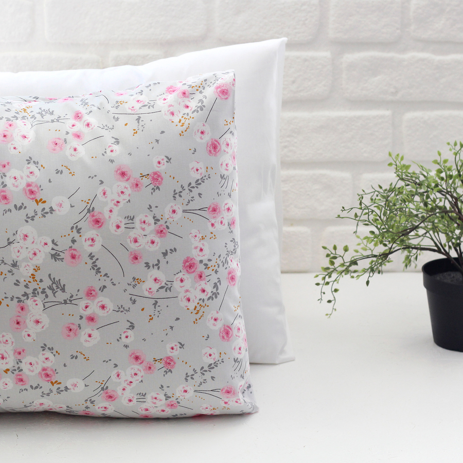 Floral patterned pillowcase set, 50x70 cm / grey / 2 pcs - 1