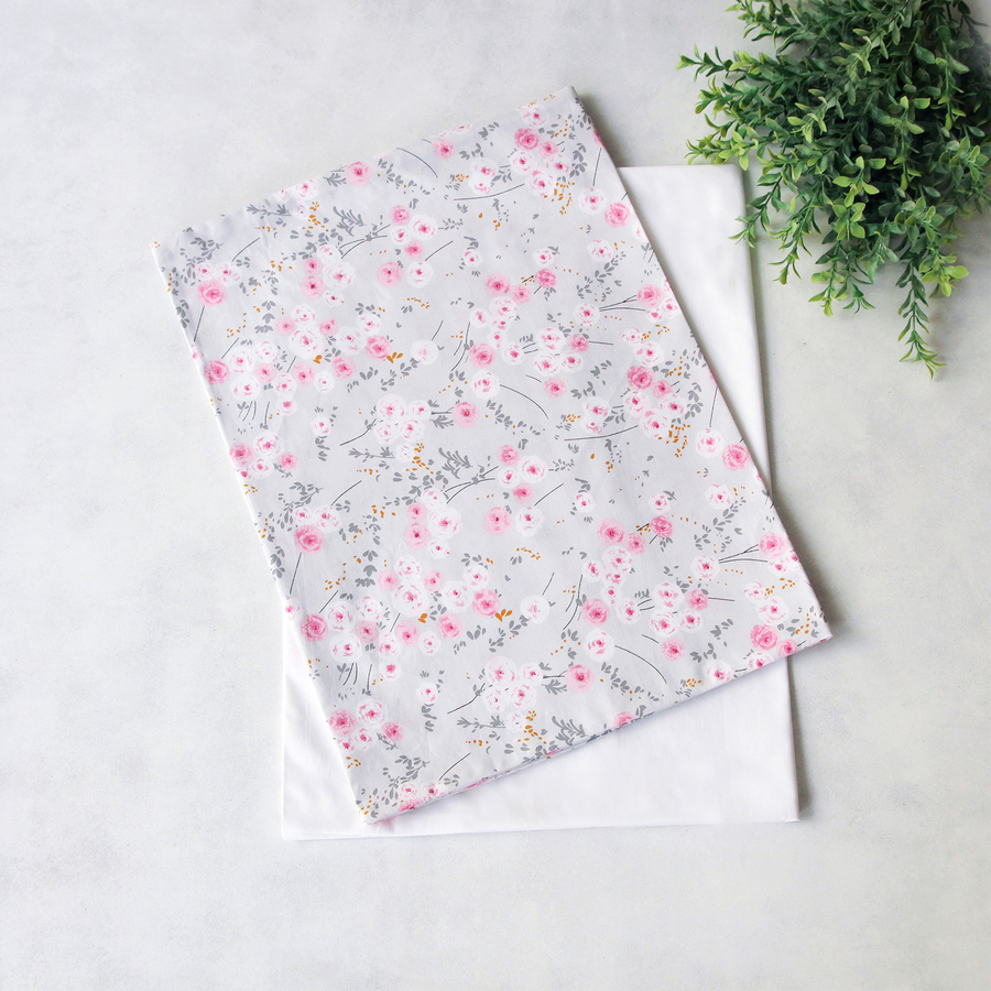 Floral patterned pillowcase set, 50x70 cm / grey / 2 pcs - 2