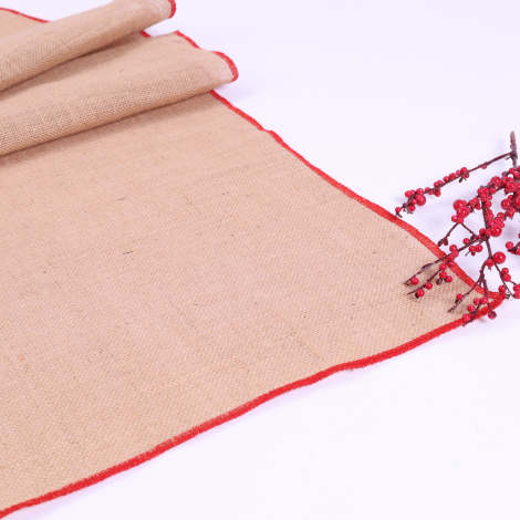 Jute runner with red overlock edge, 45x150 cm / 10 pcs - 2